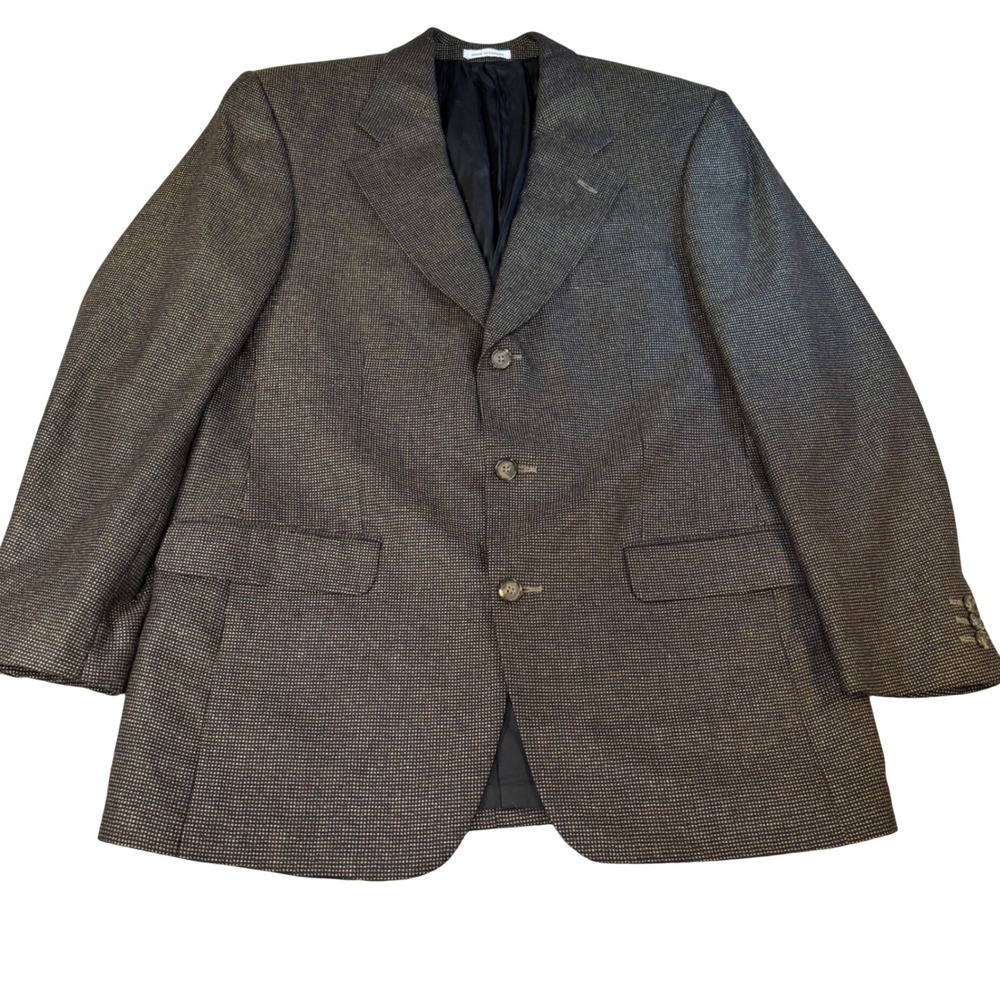 Yves Saint Laurent Pour Homme Wool Silk Blazer Brown Check 3-Button Canada YSL
